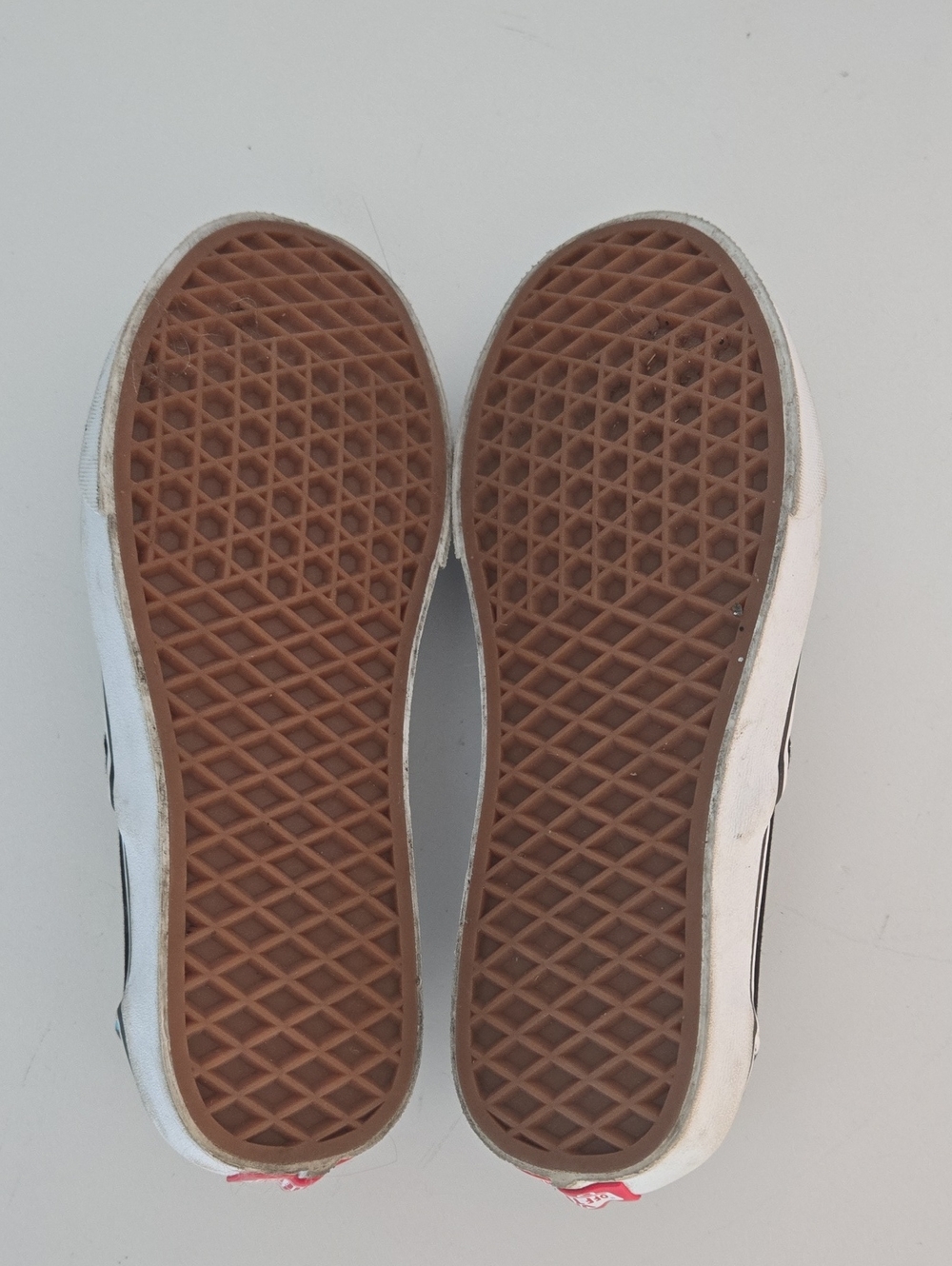 Vans Black & White Checkerboard Slip-Ons with Blue Butterfly Print - Picture 4 of 6